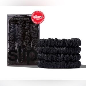 Slip Pure Silk Scrunchies - Black / Skinny / Pack of 4 - NIB